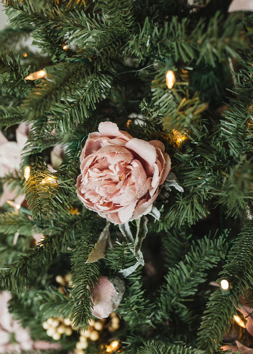 Artificial Snowy Pink Peony Flower - 27.5"