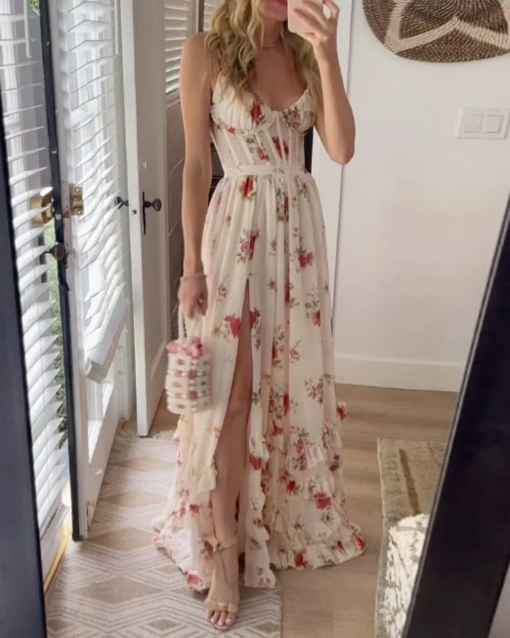 Women's Strapless Flounce Print Dress – Sexy Off-Shoulder, Waist-Hugging Beach Party Vacation Dress