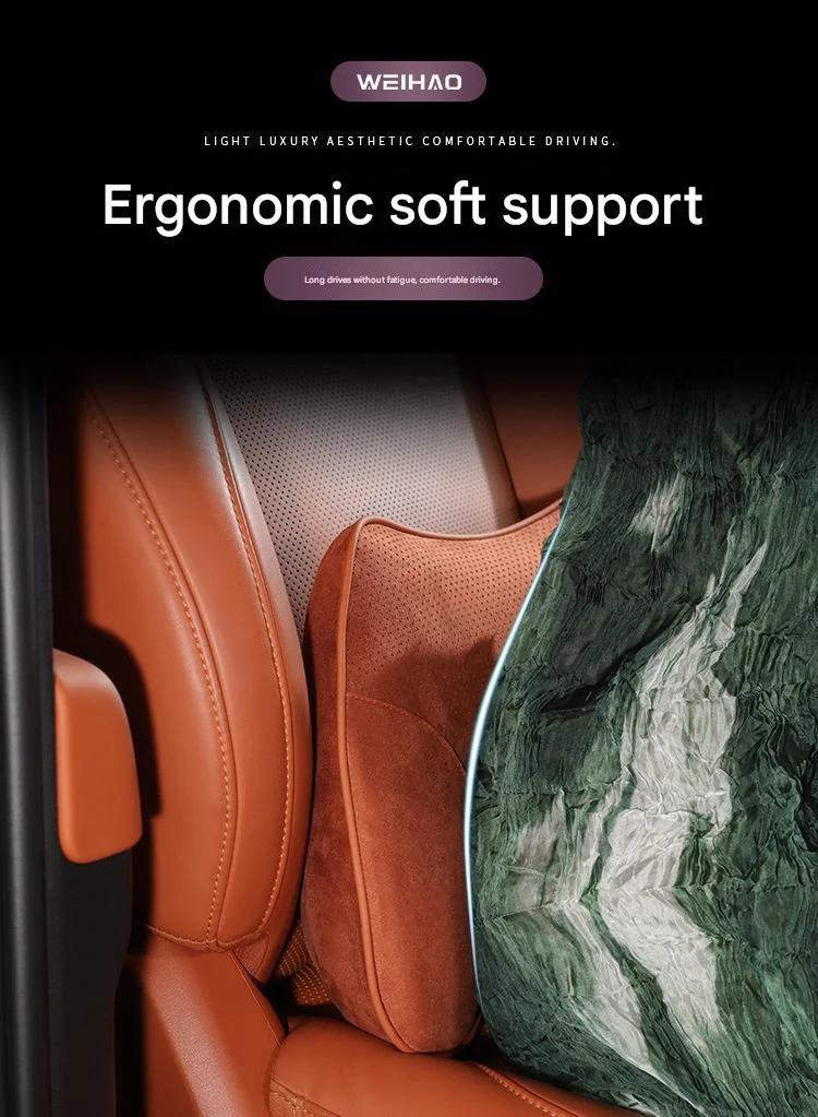 2026 Latest Model Car Seat Ergonomic Suede Headrest and Lumbar Support