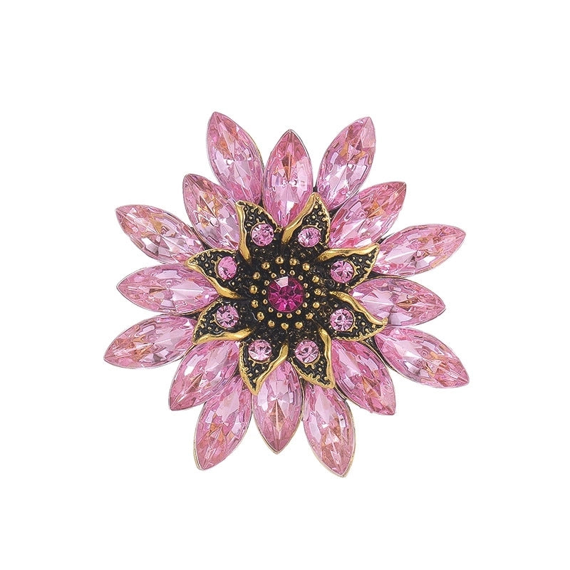 Korean Style Pin Flower Alloy Plating Rhinestones Women’S Brooches