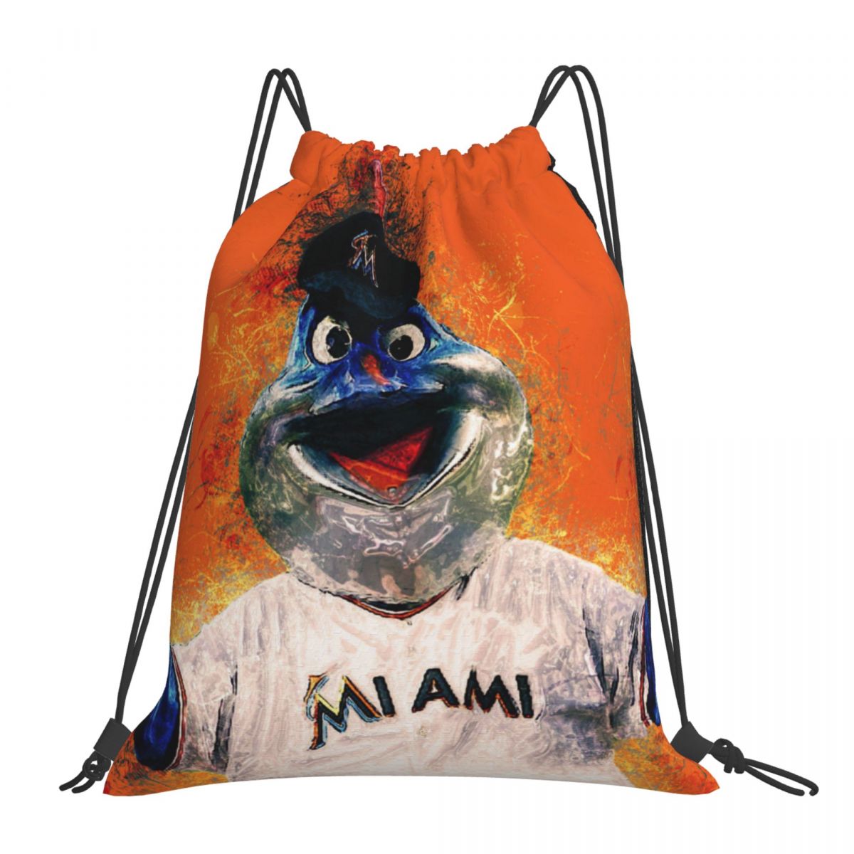 Miami Marlins Mascot Drawstring Bags for School Gym