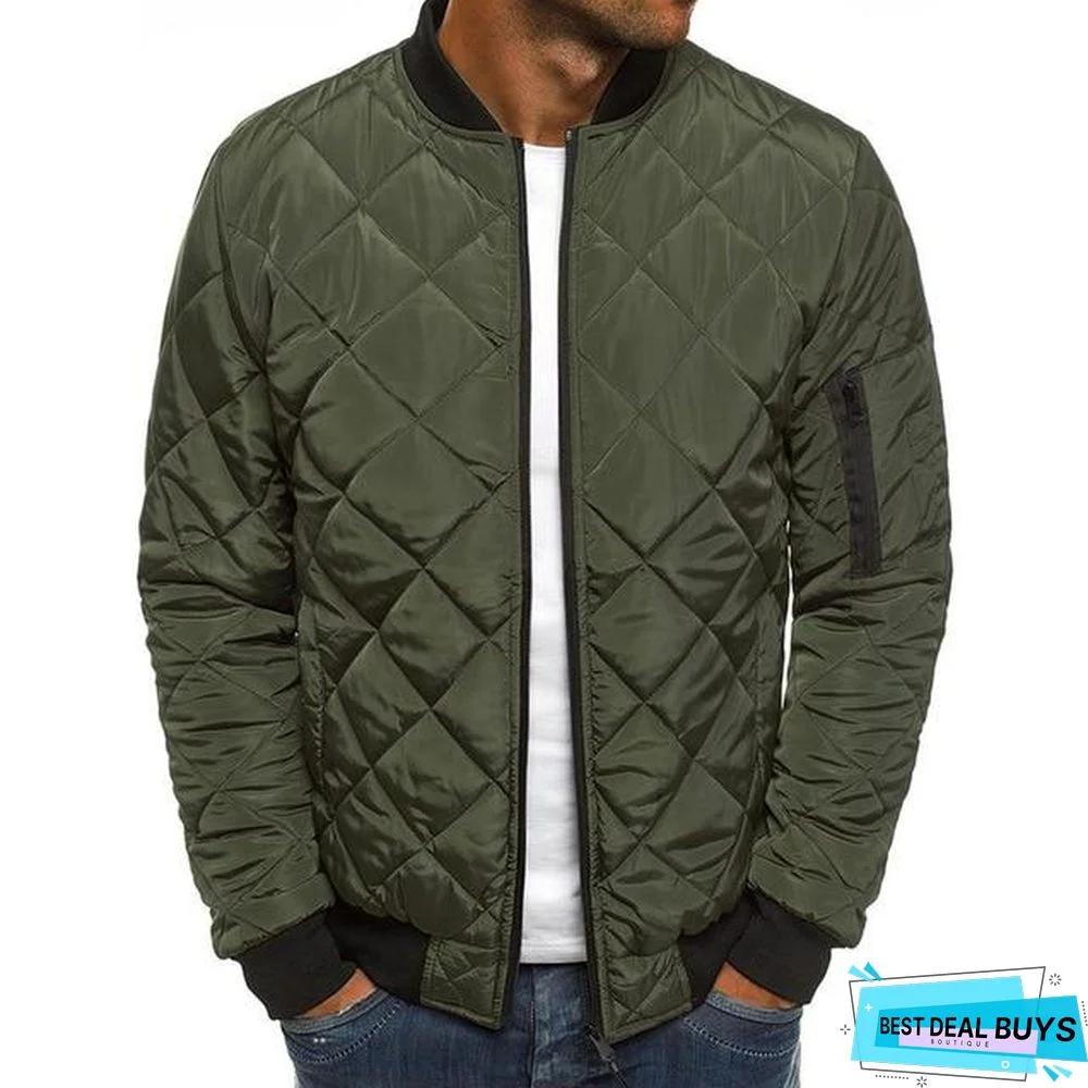 Men Jacket Warm Cotton Jacket Coats Stand Collars Zippers Men Clothes Winter Jacket