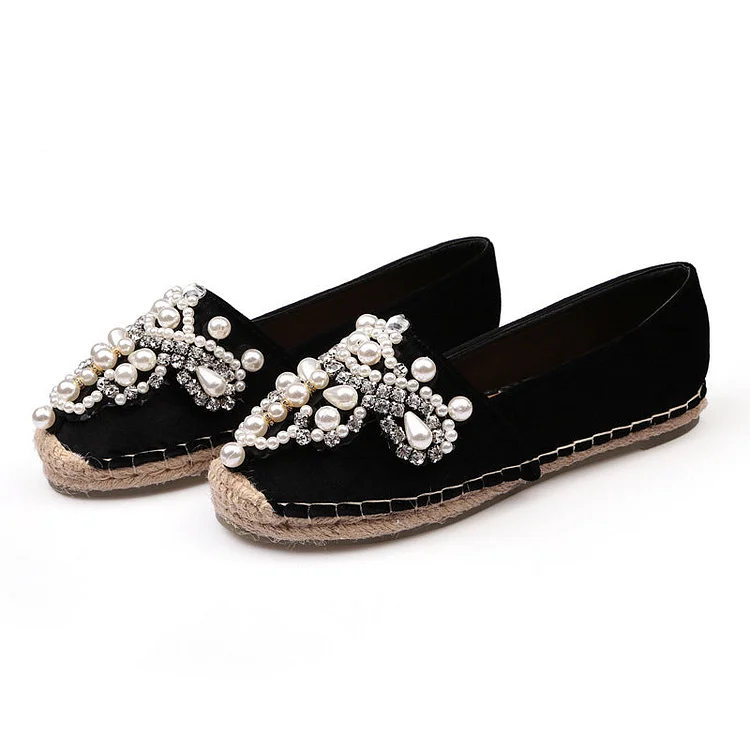 Soft Bottom Shallow Bottom Round Head Pearl Single Shoes Female QueenFunky