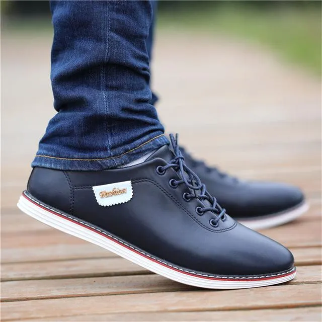 2021 Fashion Loafers Walking Footwear Tenis Feminino Outdoor Breathable Sneakers Men's PU Leather Business Casual Shoes for Male