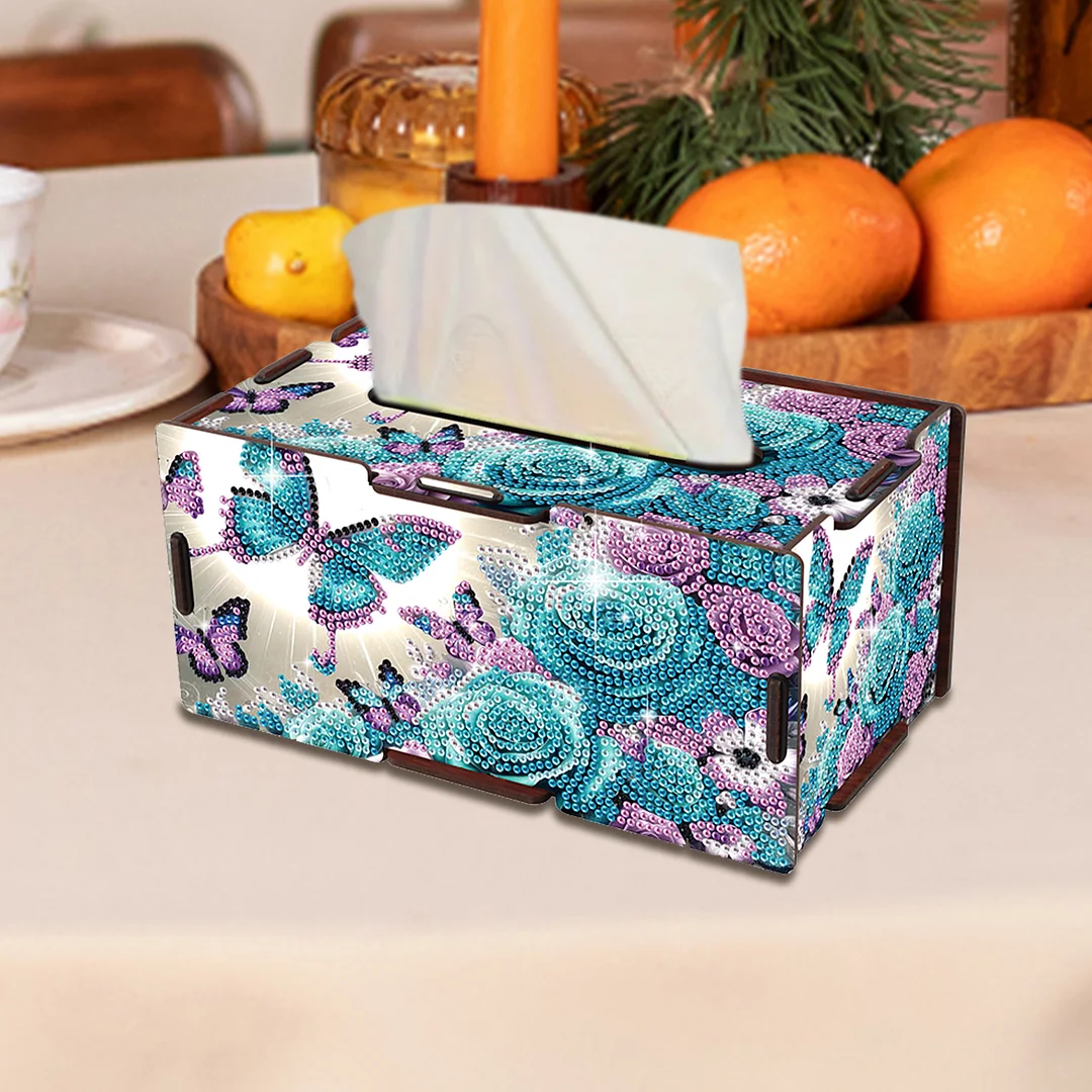 Wooden Diamond Painting Tissue Box for Home and Office Decoration (ZJH036)