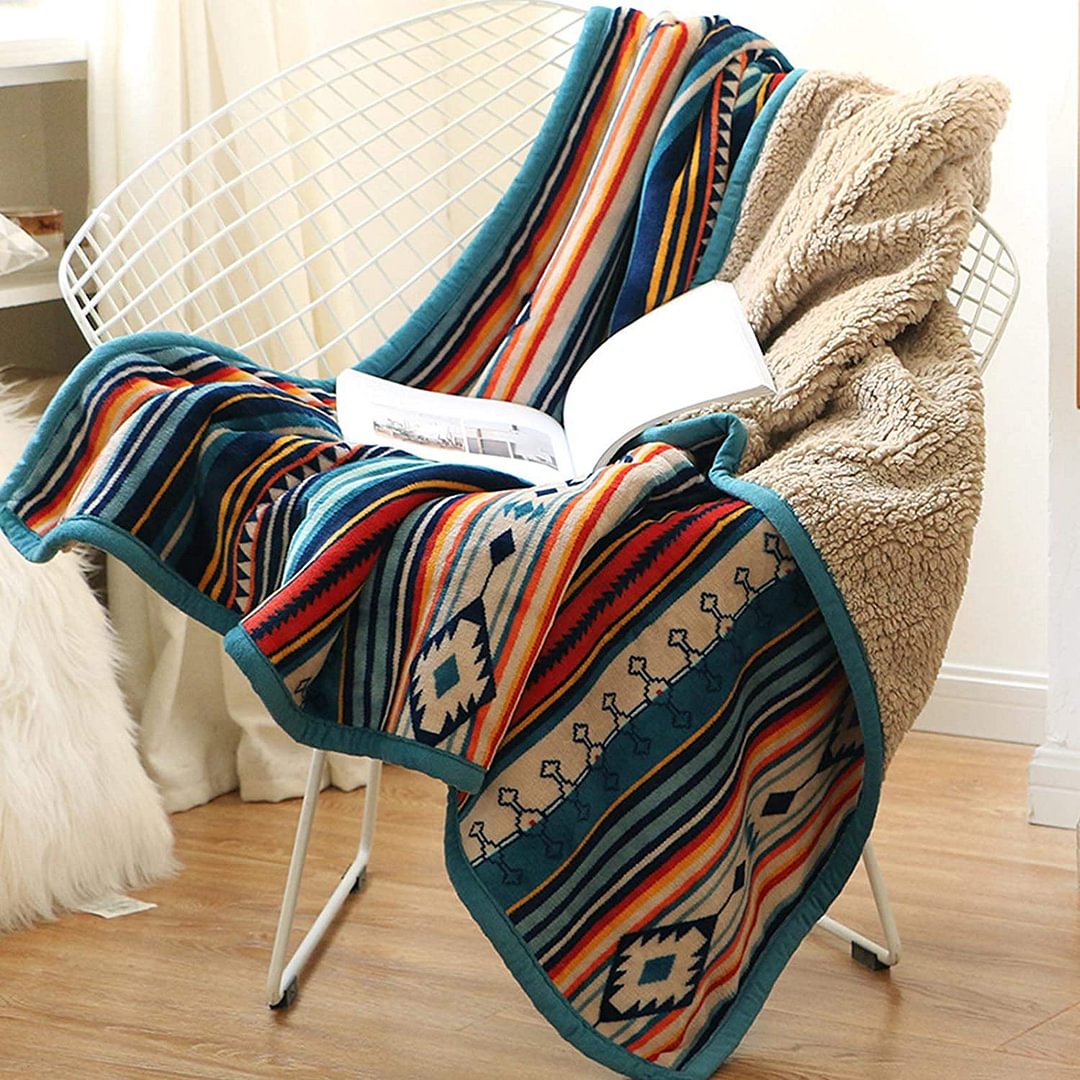 Boho Striped Printed Flannel Throws Blankets