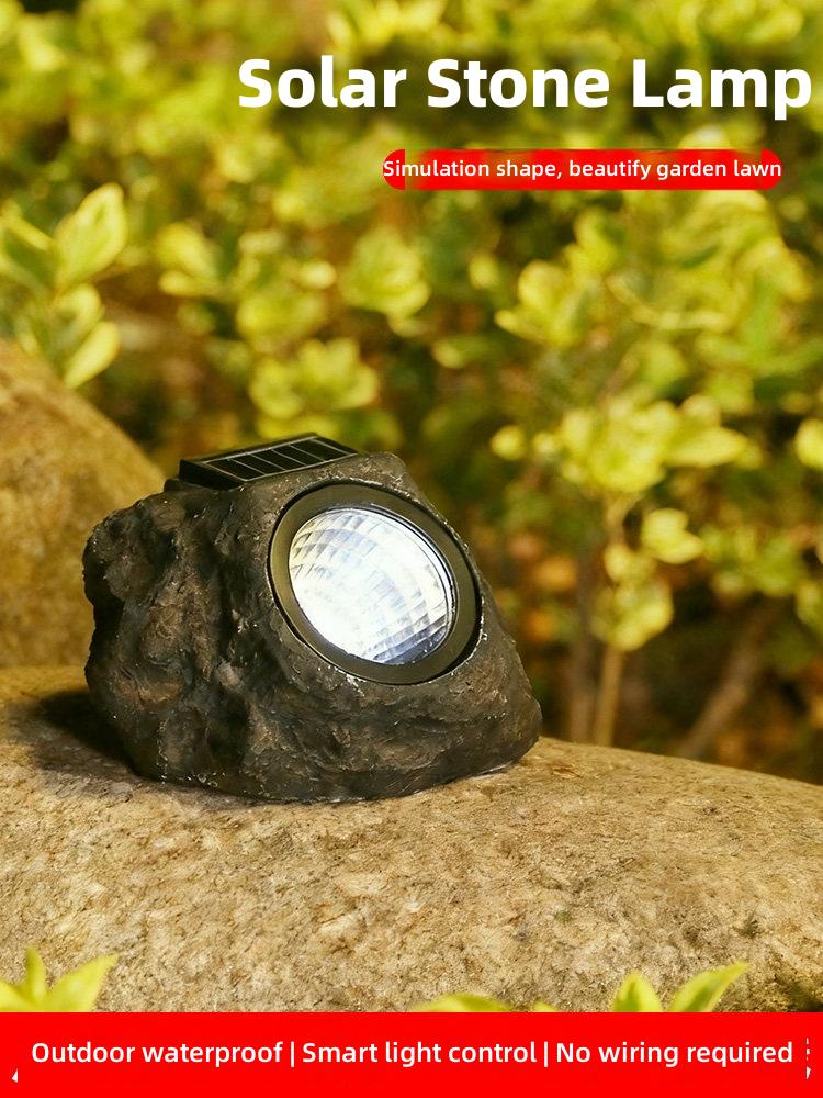 Solar Stone Lamp Outdoor Garden Light Waterproof Solar Powered Pathway Lighting for Lawn and Yard Decoration