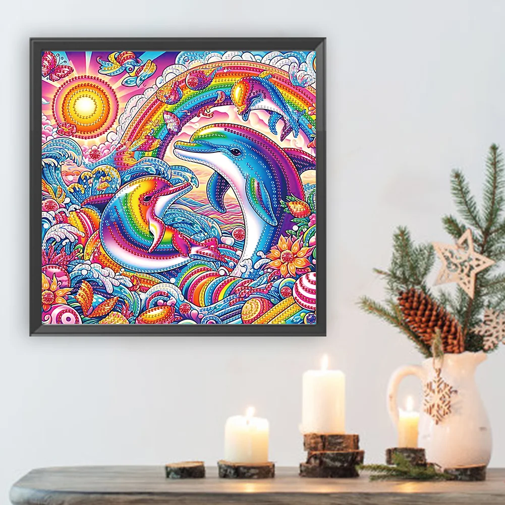 Diamond Painting - Partial Special Shaped Drill - Dolphin(Canvas|30*30cm)