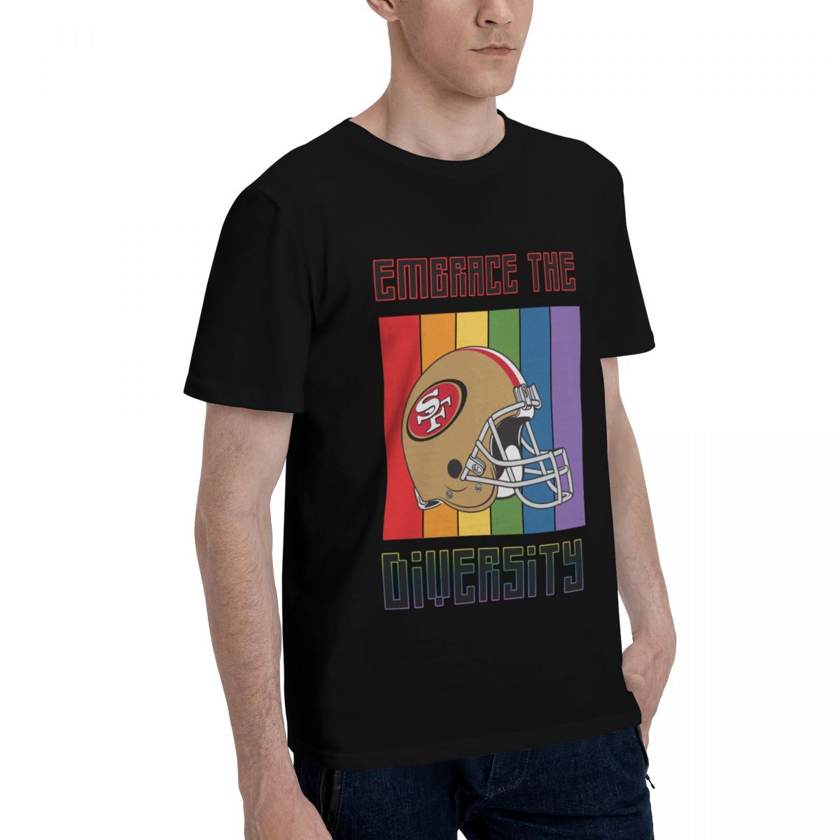 San Francisco 49ers Embrace The Diversity Printed Men's Cotton T-Shirt