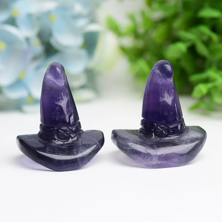 2.0" Fluorite Witch's Hat for Halloween Carvings Cartoon Model