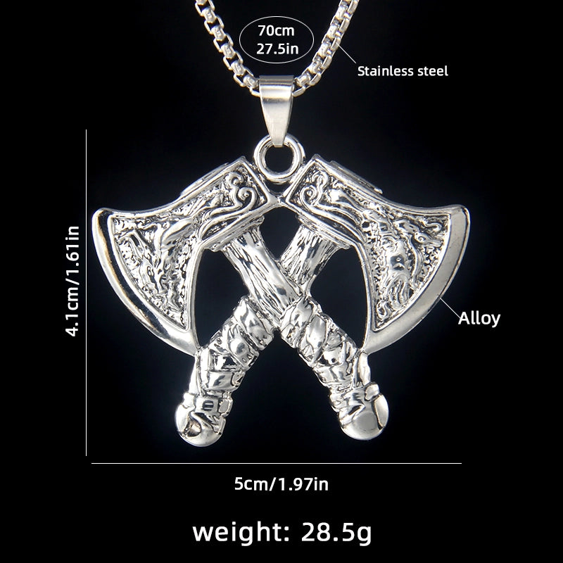 Hip-Hop Punk Axe 201 Stainless Steel Zinc Alloy Square Pearl Chain Pendant Necklaces