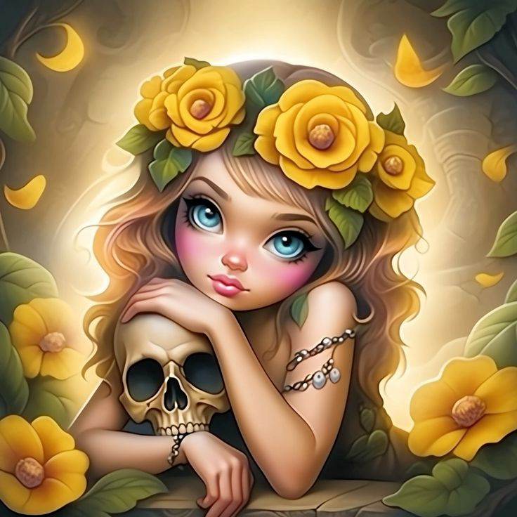 Fantasy big eyes doll fairy girl-16CT Stamped Cross Stitch-50*50CM(Canvas) gbfke