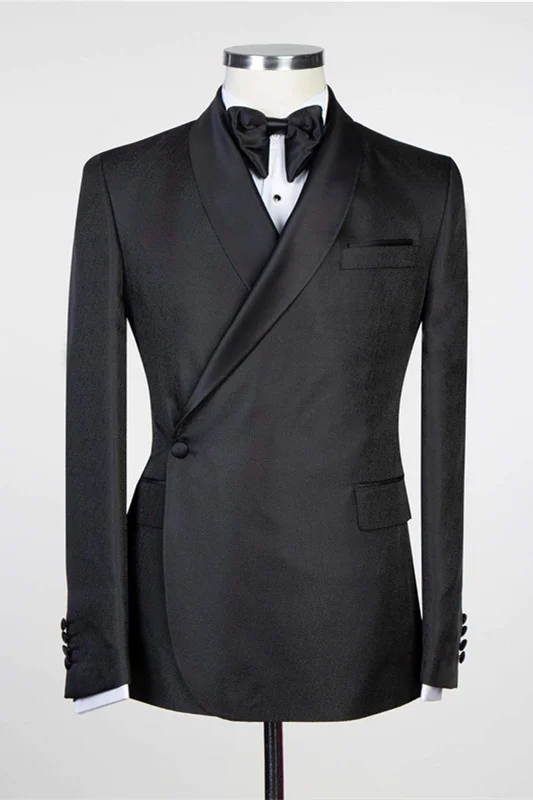 Bellasprom Elegant Black Best Wedding Suits For Groom With Shawl Lapel Bellasprom