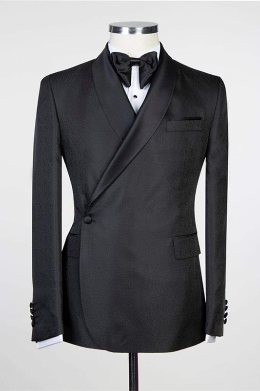Modern Black Best Shawl Lapel Wedding Suits For Groom 2022 | Ballbellas Ballbellas