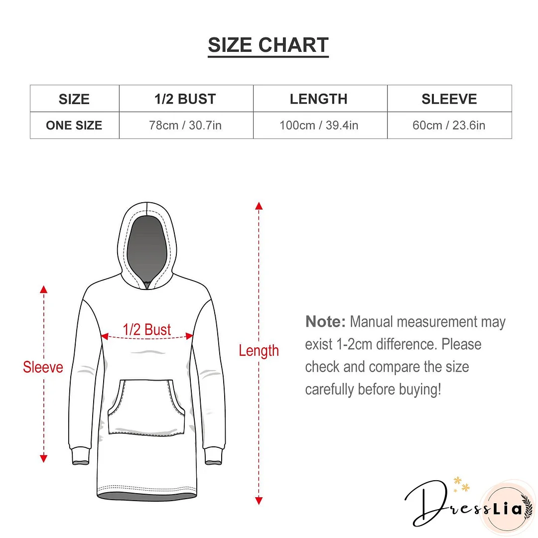Oversized Wearable Blanket Christmas Print Hoodie With Pocket