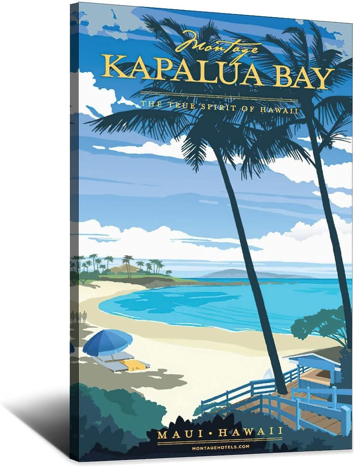 SGZEXU Kapalua Bay Maui Hawaii Vintage Travel Posters Coconut Tree Beach Sea Canvas Wall Art,Wall Decor Posters Prints Paintings Room Decor Home Decor for Livingroom Bedroom Office 12x18inch(30x45cm) 12x18inch(30x45cm)
