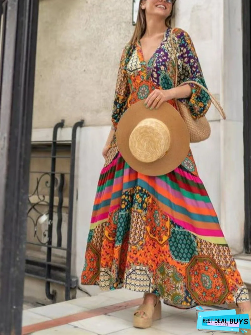 Printed Long Ethnic Dress New Temperament Dress