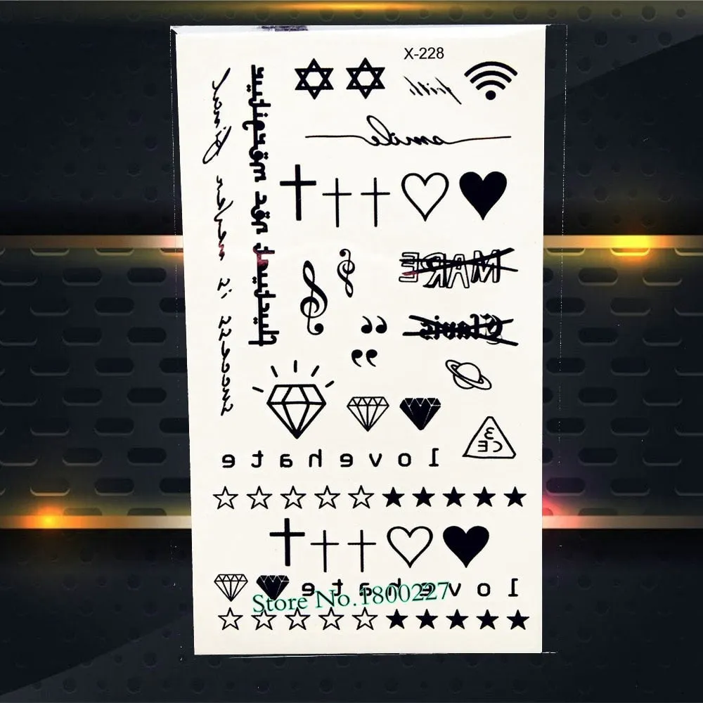 1PC Special Symbol Tattoo stickers PAQ-069 Letter Sign Water Transfer Tattoo Paste Sexy Men Removable Tattoo Women Inspire 2016