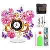 (US Local)Acrylic Special Shape Flower Butterfly Diamond Painting Clock Ornaments Kit