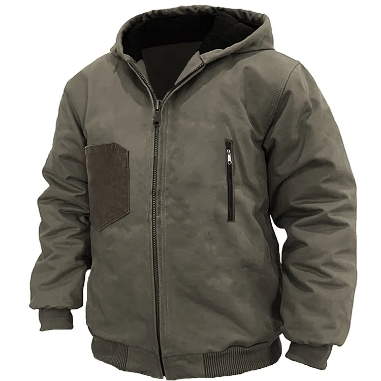 Men's Vintage Washed Fleece Long Sleeve Jacket