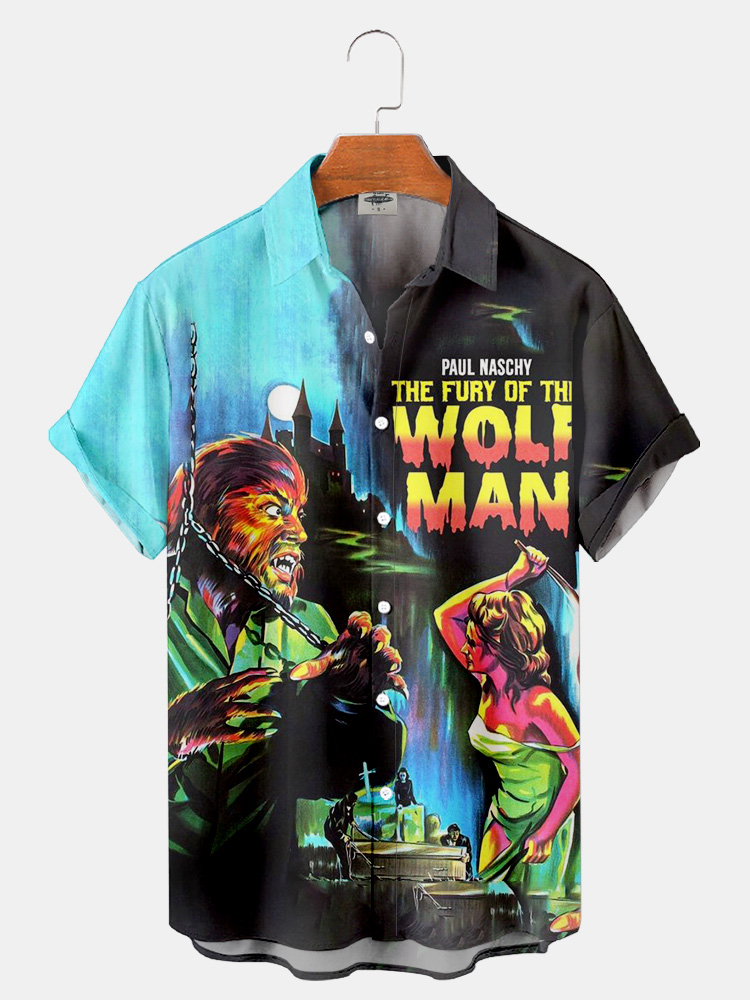 Men'S Classic Monster Movie Printed Shirt PLUSCLOTHESMAN