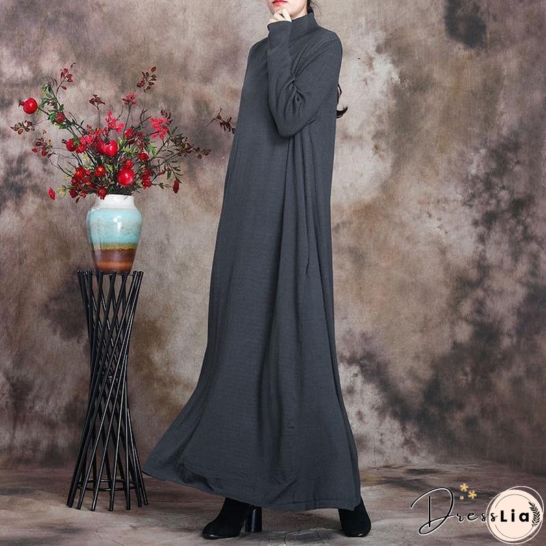 Solid Knitted High Neck Casual Dress ( Limited Stock)