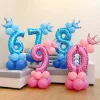 10PCS Blue Pink Party 0 - 9 Numbers Aluminum Film Latex Balloons Birthday Anniversary Decors