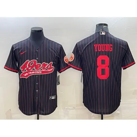 Men's San Francisco 49ers #8 Steve Young Black With Patch Cool Base Stitched Baseball Jersey JG0R