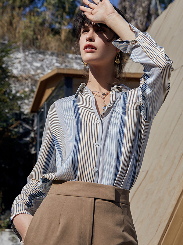Silk Blouse Printed Pocket Top