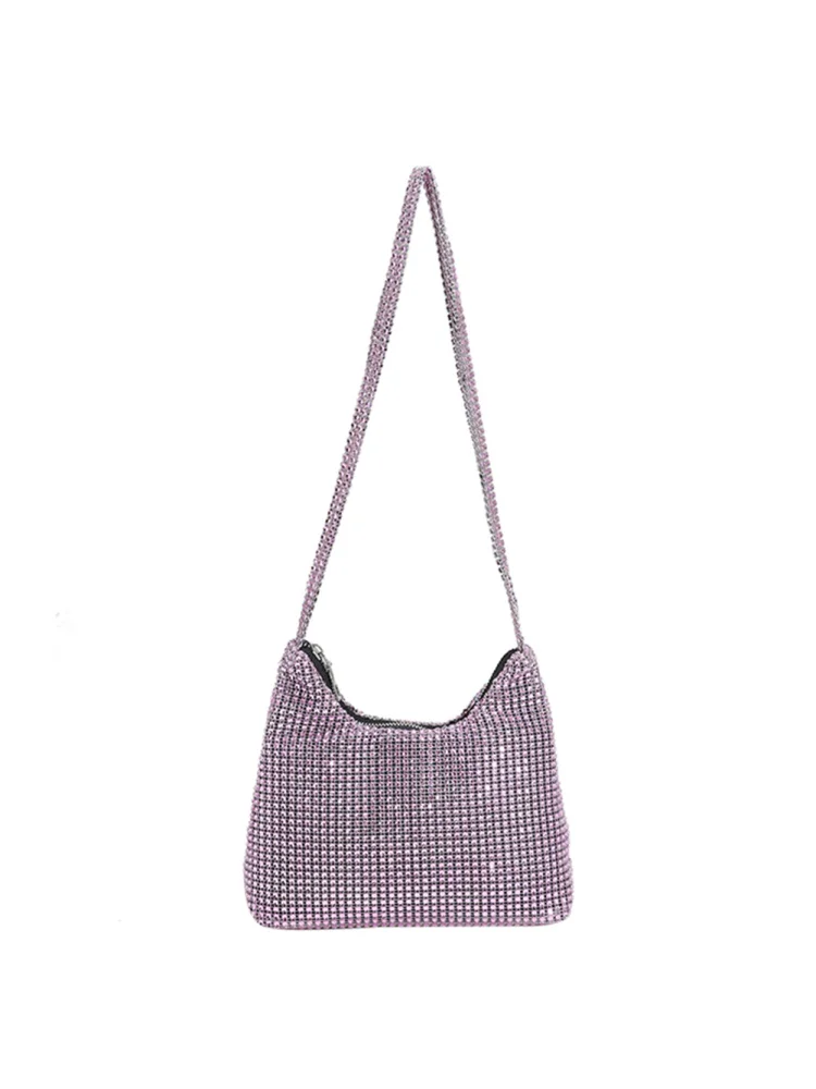 Fashion Shiny Handbag Women Sparkling Evening Clutch Shoulder Bags (Pink)