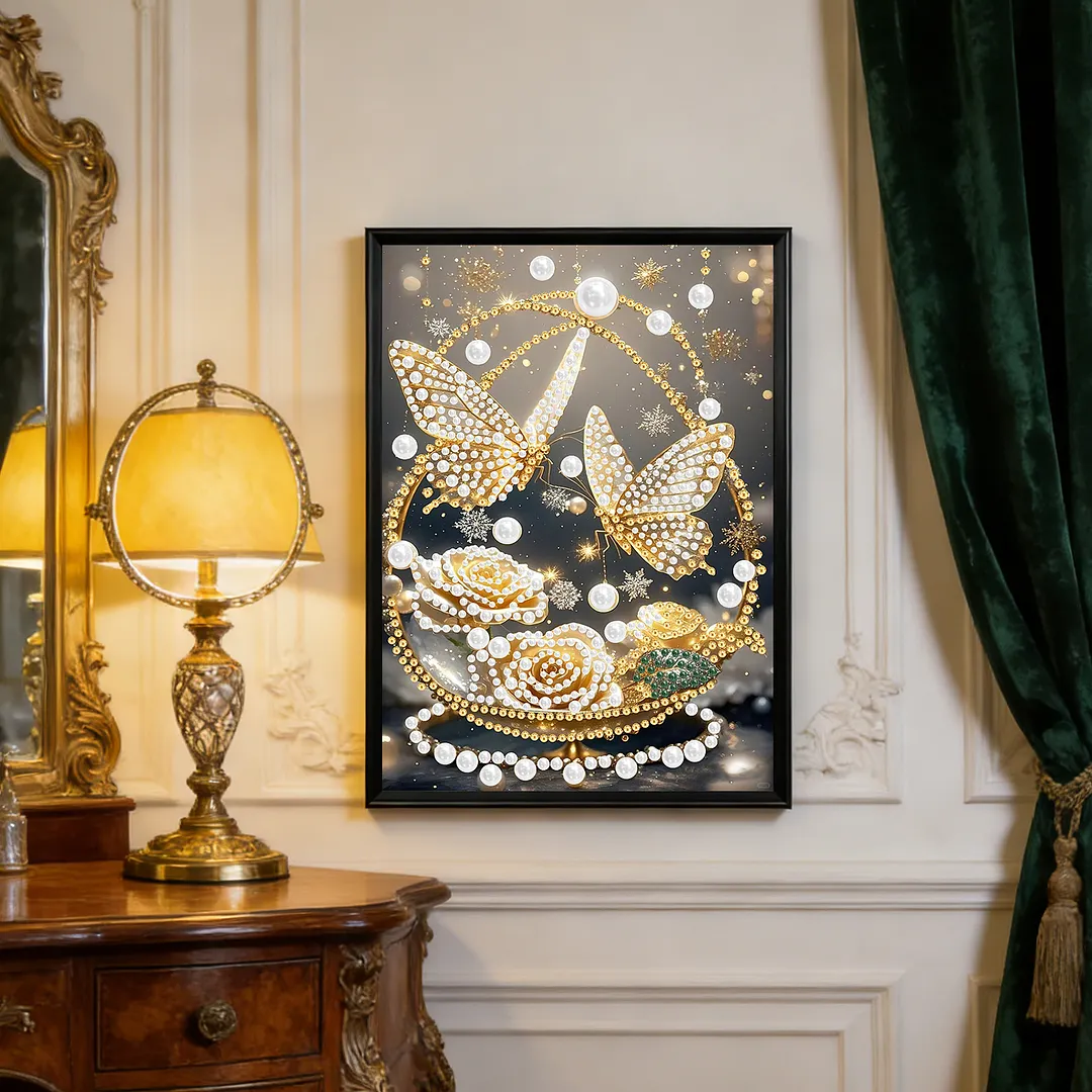 Pearl Painting Kit for Adults Golden Butterfly 11.81x15.75in