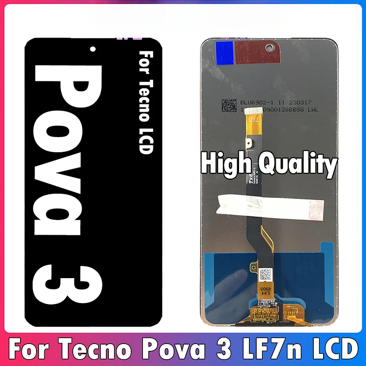 6.9" High Quality For Tecno Pova 3 LCD LF7n Display Touch Screen Digitizer Assembly For Tecno Pova3 Display Replacement