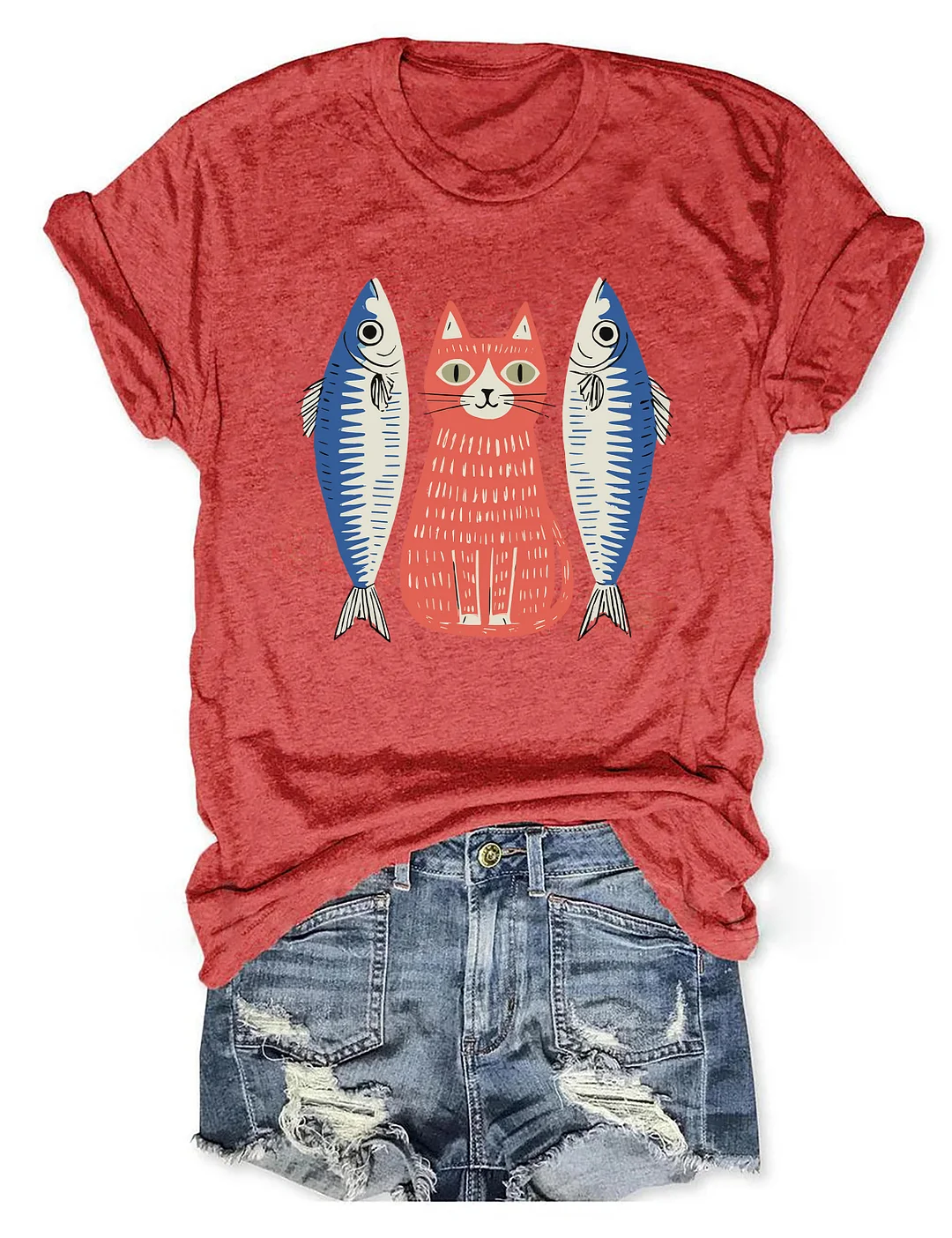 Funny Sardines Cat T-shirt