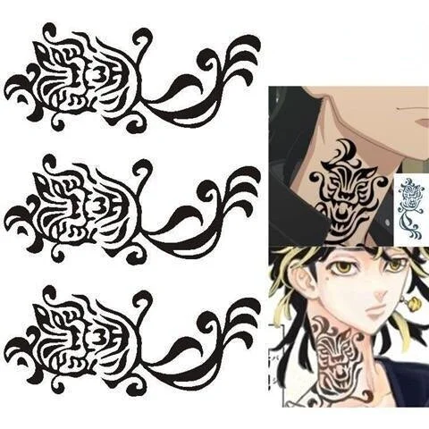 Japanese Anime Tokyo Avengers Sano Manjiro Mikey Draken Punishment Yumiyaichi Tiger Normal/ Herbal Juice Tattoo Sticker