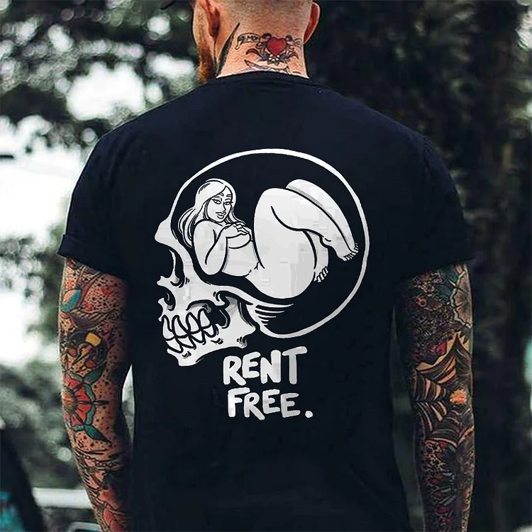 Rent Free Skull Print Men's T-shirt