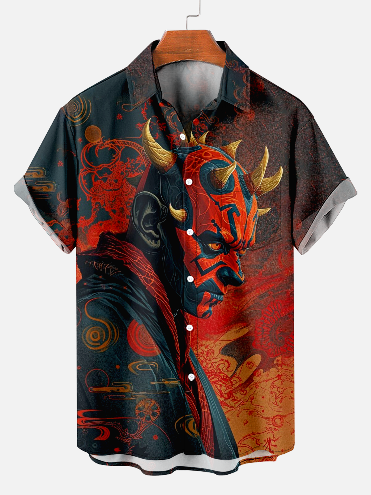 Men's Space Warrior Print Shirt PLUSCLOTHESMAN