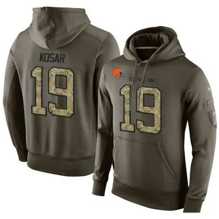 NFL Men's  Cleveland Browns #19 Bernie Kosar Stitched Green Olive Salute To Service KO Performance Hoodie