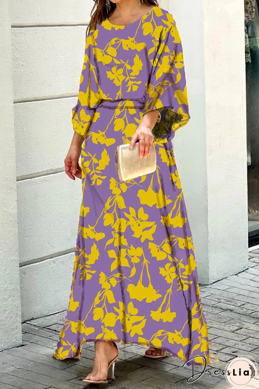 Fashion Print Patchwork O Neck Straight Dresses(8 Colors)