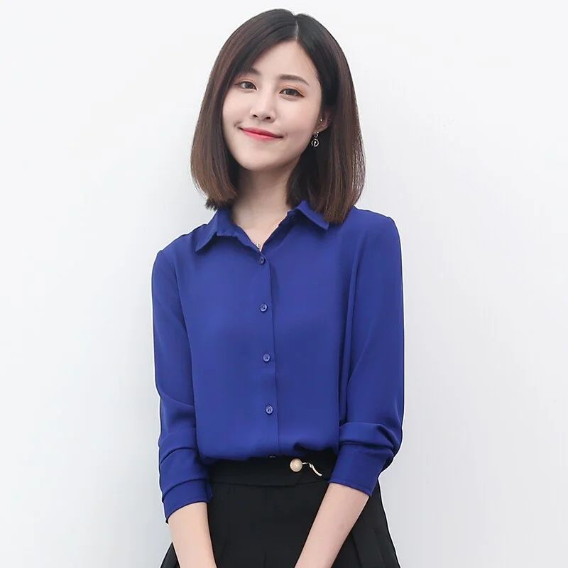 Women Chiffon Shirts Womens Tops And Blouse 2021 New Casual Multi Color Womenswear Plus Size Long Sleeve Blouses Clothing 4XL