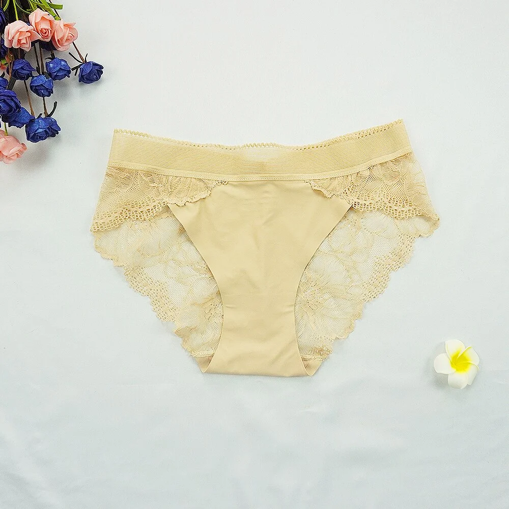 Billionm Sexy Women's Seamless Underpants Lace Female Underwear Briefs Hollow Out See Through Pants Wholesale Lots Bulk
