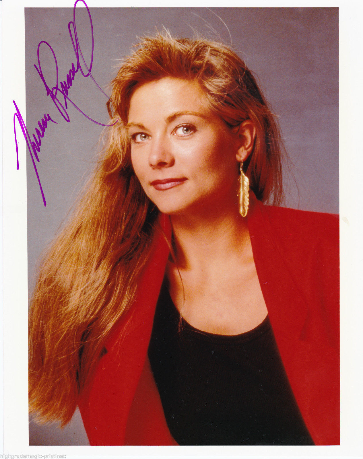 THERESA RUSSELL SIGNED AUTOGRAPHED PRESS Photo Poster painting RED JACKET WITH COA