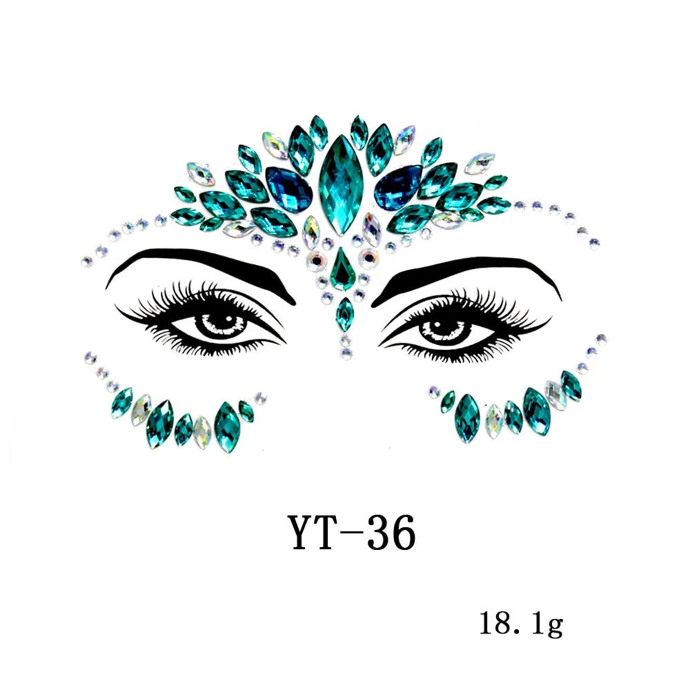 Sexy Style Rhinestone Acrylic Self-adhesive Jewelry Face Creative Tattoo Body Art Jewelry Masquerade Eyes Beauty Makeup Sticker