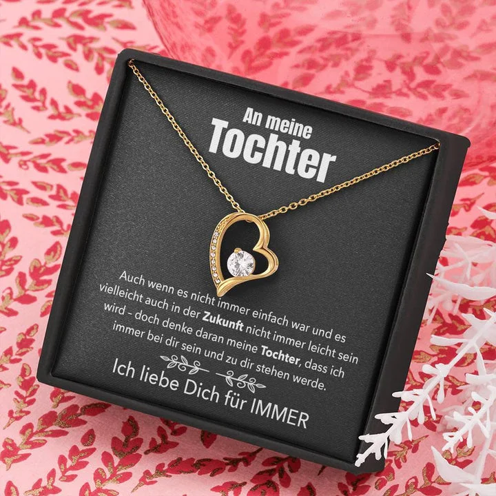 Kettenmachen S925 Silber Herz Halskette - An Meine Tochter - Ich Liebe Dich für Immer-Geschenk mit Nachrichtenkarte 