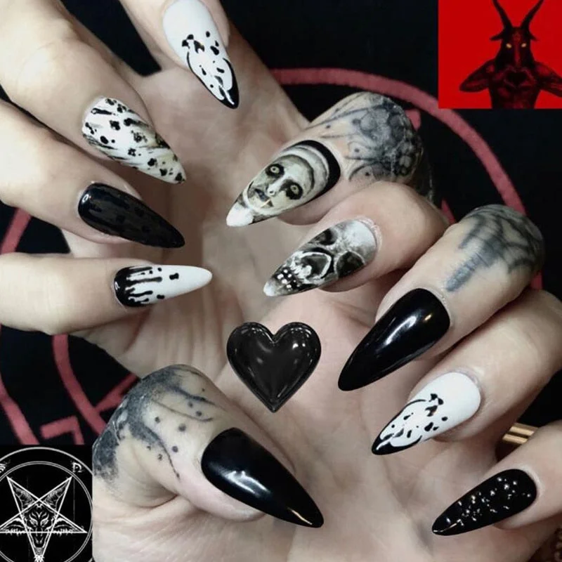 24pcs/set Press on Nail Tips Acrylic 10 Sizes Flower Design Fake Nails Art Full Cover French False Nail Art Tips Artifical Nails-Nail Inspo