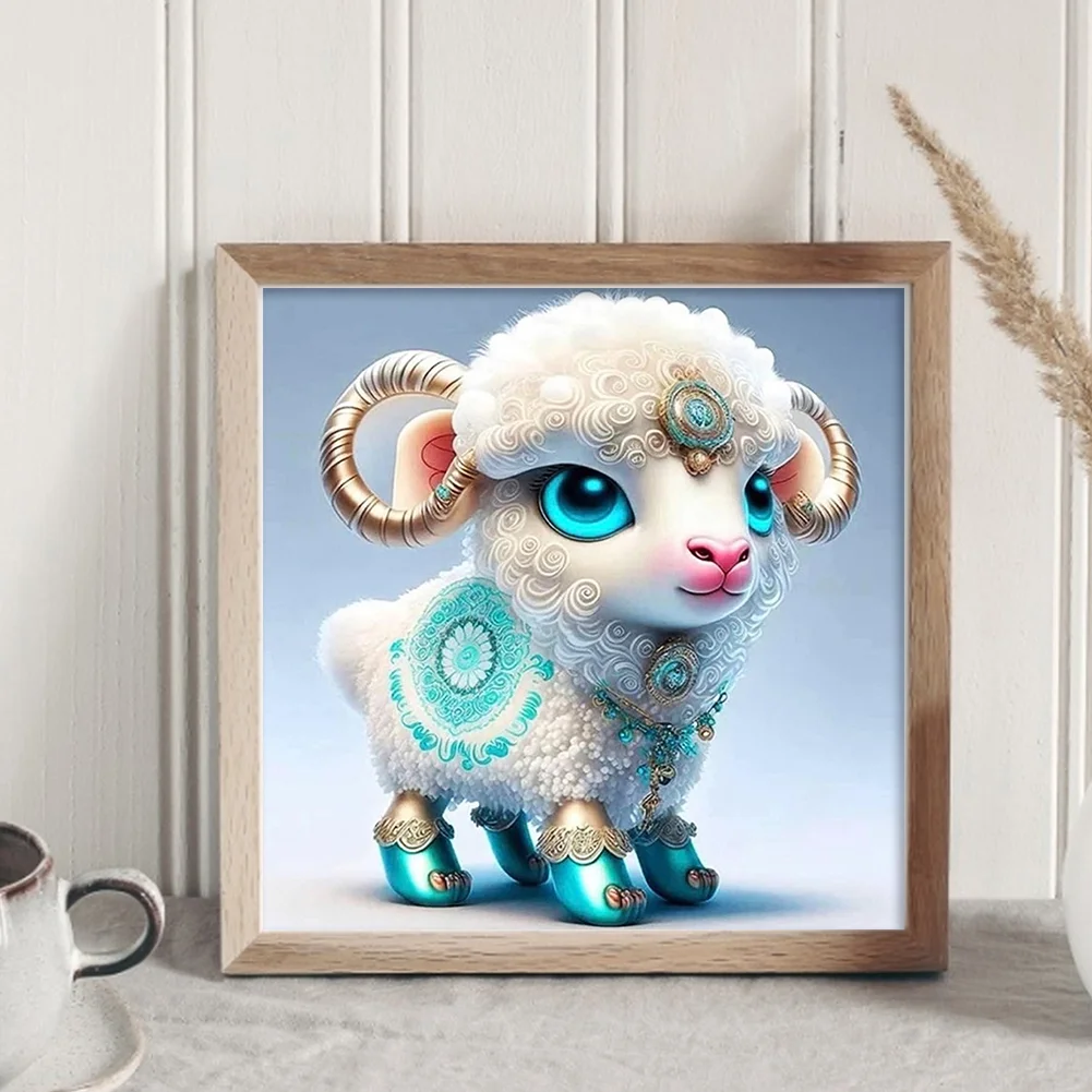 11CT Full Stamped Cross Stitch - Zodiac Sheep(Canvas|40*40CM)