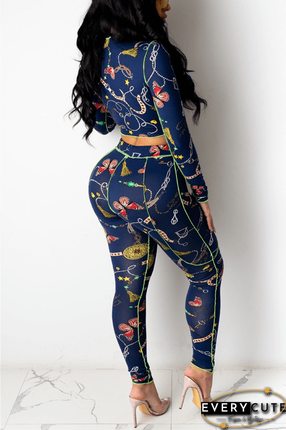 Fashion Sexy Cartoon Print Slim Two Pieces