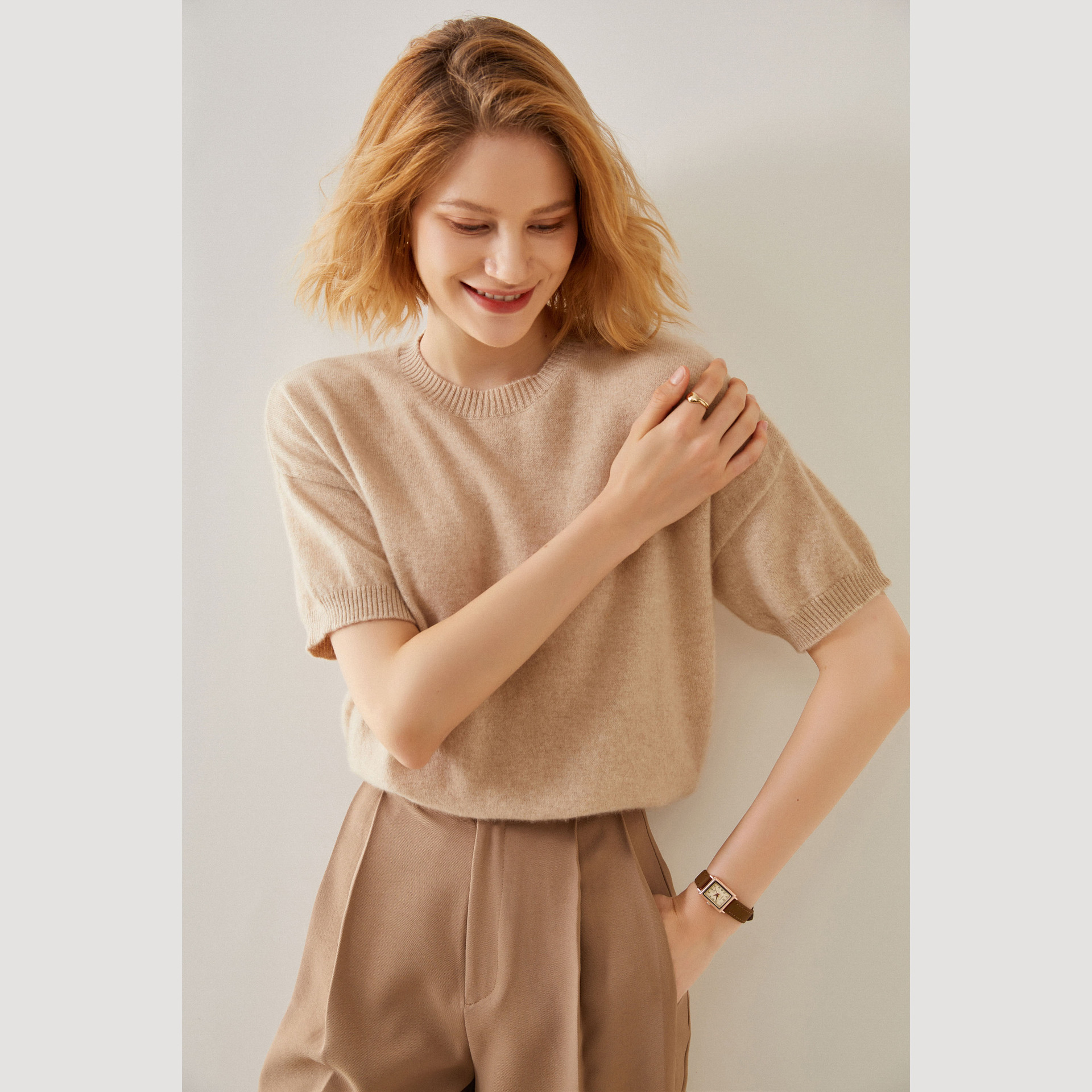 Short Sleeve Women's Cashmere Sweater REAL SILK LIFE