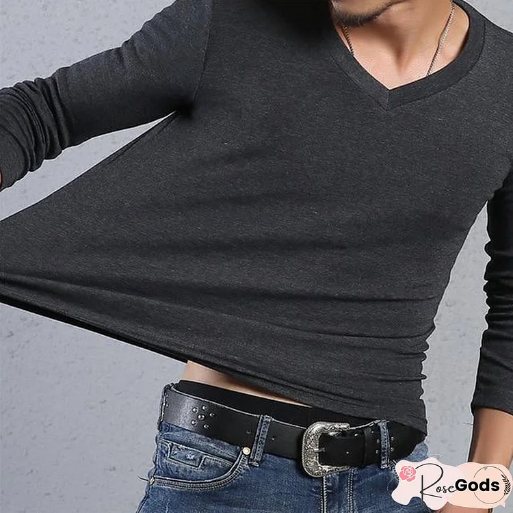 Tight Men T-Shirt Plus Size V-Neck Long Sleeve T Shirt Men Fitness Clothing Slim Fit Fashion T-shirt Men