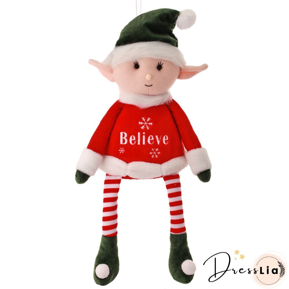 22" Fabric Retro "Believe" Sitting Elf