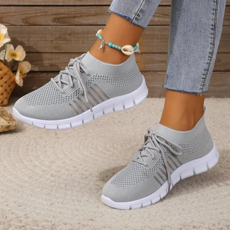 Yyvonne 43-Yard Single-Shoe Lace Mesh Sneakers Women's Version Of Lightweight Flat-Bottomed Large-Size Sneakers